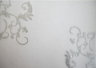 5 sheets EMBOSSED FLOURISH VELLUM SILVER ON  TRANSPARENT