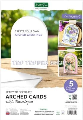 5 White Arched Single Fold Cards & Envelopes 7x5