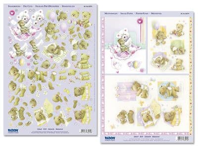 574 NEW BABY set 1 DIE CUT REDDY DECOUPAGE TWIN PACK