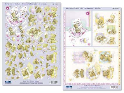 574 NEW BABY set 1 DIE CUT REDDY DECOUPAGE TWIN PACK