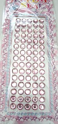 75 SELF ADHESIVE PINK ROUND JEWELS 6mm