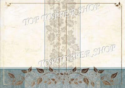 A4 Foiled Card Floral Tapestry Frame Sage Kanban CRD1358