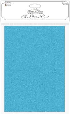 A4 Turquoise Glitter  Card Non Shedding - Choose 1 Sheet or Pack of 10