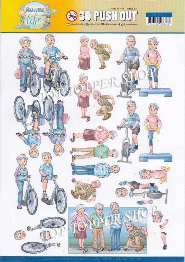 Active Life Sports Die Cut Decoupage Sheet Yvonne Creations Push Out