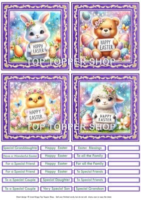 Animals with Signs Easter Card Toppers  TTSTOP18