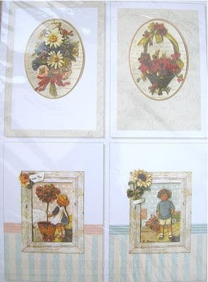 ANITA'S DECOUPAGE SET 4 FLORAL DESIGNS DAISY