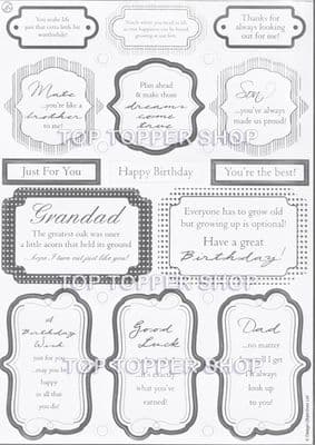 Anita's Silver Foiled Die Cut Male Sentiments 157121