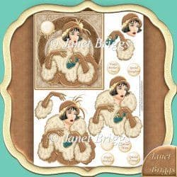 ART DECO LADY Decoupage in Brown  Printed sheet