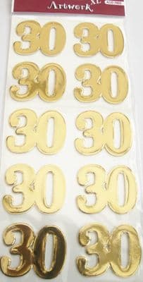 ARTOZ 3D HANDMADE STICKERS  AGE 30 NUMBERS FOILED GOLD 18566001