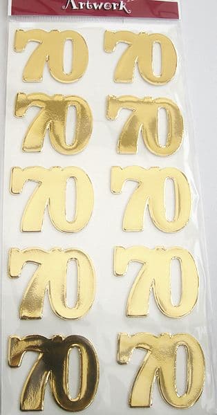 ARTOZ 3D HANDMADE STICKERS AGE 70 NUMBERS FOILED GOLD 18566005