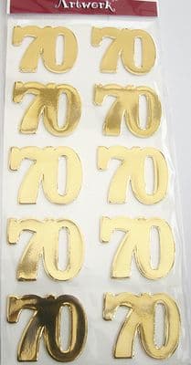 ARTOZ 3D HANDMADE STICKERS  AGE 70 NUMBERS FOILED GOLD 18566005