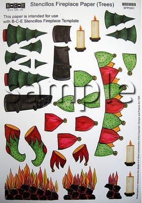 B-C-E STENCILLOS FIREPLACE DECOUPAGE SHEET TREES