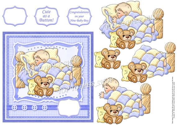 BABY BOY CUTE AS A BUTTON printed sheet km453