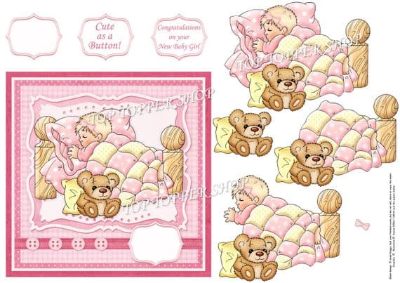 BABY GIRL CUTE AS A BUTTON printed sheet km454