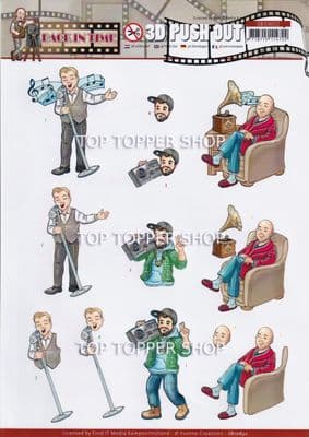 Back in Time Music Die Cut Decoupage Sheet Yvonne Creations Push Out SB10652