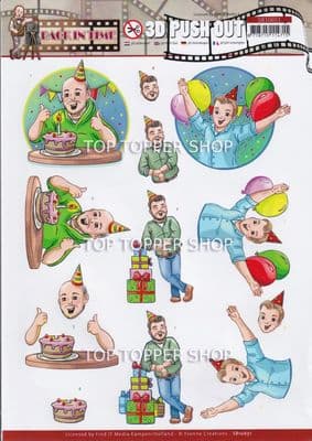 Back in Time Party Die Cut Decoupage Sheet Yvonne Creations Push Out SB10651
