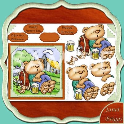 Beer Bear For The Men Decoupage Printed Sheet 462dd