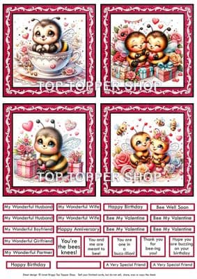 Bees for various occasions Card Toppers TTSTOP17