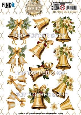 Bells - Glowing Christmas  Die Cut Decoupage Sheet Berrie's Beauties Push Out SB10956