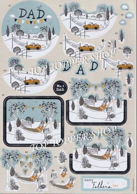 Best Dad Anita's Foiled Die Cut Decoupage Sheet 169889