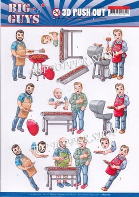 Big Guys BBQ Die Cut Decoupage Sheet Yvonne Creations Push Out SB10360