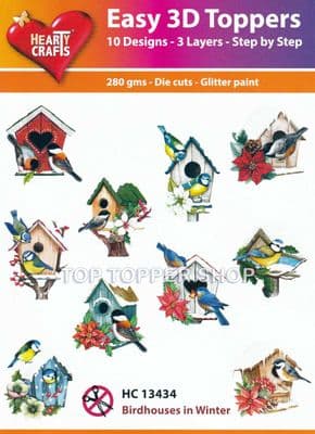 Birdhouses in Winter 10 Easy 3d Die Cut Christmas Decoupage Toppers Hearty Crafts HC13434