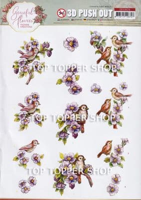 Birds & Blackberries Die Cut Decoupage Sheet Yvonne Creations Push Out SB10624