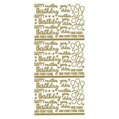 Birthday Another Year Older Gold Peel Off Stickers 577100