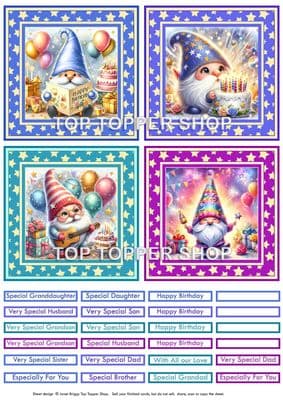 Birthday Gnomes Card Toppers  TTSTOP22