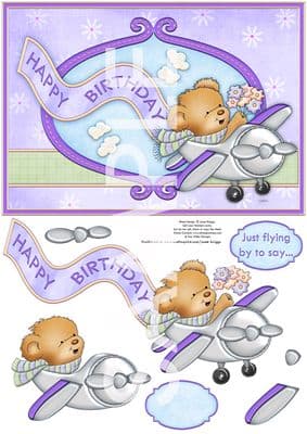 Birthday Plane Topper & Decoupage  Printed Sheet 533dd