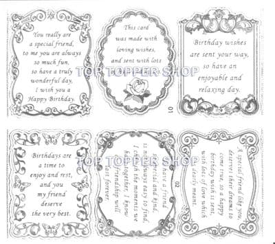 Birthday Verses Transparent Silver Double Embossed Peel Off Stickers Doodey GS652801