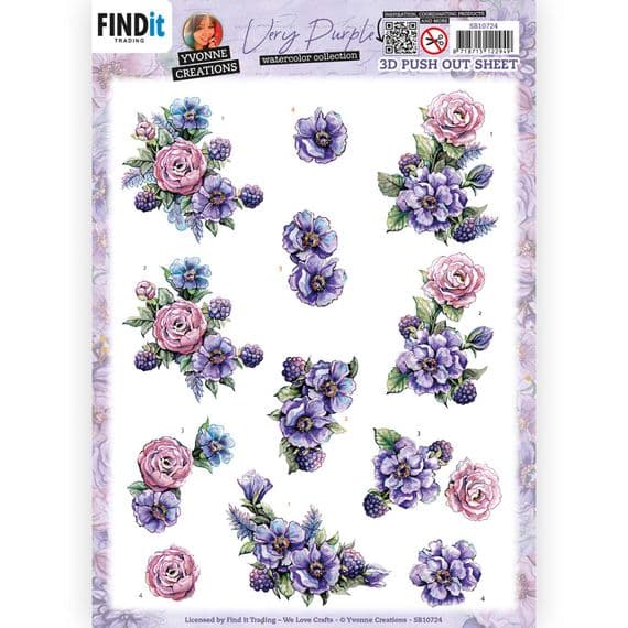 Blackberries Die Cut Decoupage Sheet Yvonne Creations Push Out SB10724