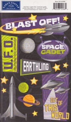 BLAST OFF SPACE KAREN FOSTER CARDSTOCK STICKERS