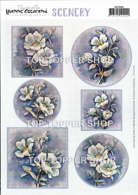 Blue Rose  A4 Die Cut Card Toppers Yvonne Creations Push Out CDS10048