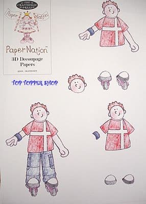 BOYS - SKATER BOY PAPER NATION A4 SBS DECOUPAGE SHEET