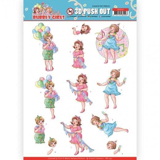 Bubbly Girls Party Girls Die Cut Decoupage Sheet Yvonne Creations Push Out SB10441
