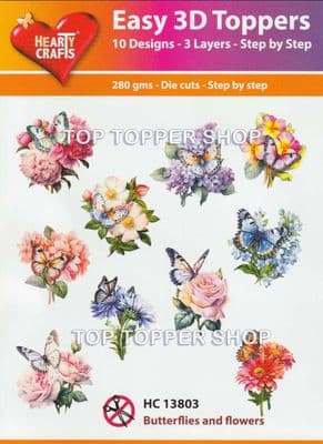 Butterflies & Flowers 10 Easy 3d Die Cut Decoupage Toppers Hearty Crafts HC13803