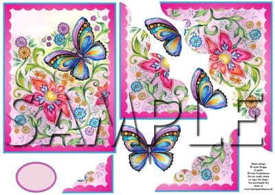 BUTTERFLY WAVY CORNER STACKER DECOUPAGE  SHEET