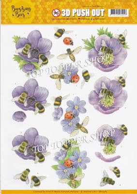 Buzzing Bees Die Cut Decoupage Sheet Jeanine's Art Push Out SB10365