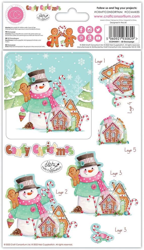 Candy Christmas 10 Sheets 3D Die Cut Christmas Decoupage Set Craft Consortium