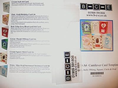 CANTILEVER CARD TEMPLATES A6, HEART ARCH CIRCLE OVAL SQUARE & OBLONG