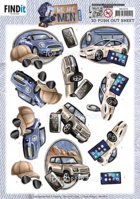 Cars - We are Men  Die Cut Decoupage Sheet Yvonne Creations Push Out SB10976