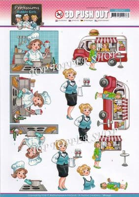 Catering Professions Bubbly Girls  Die Cut Decoupage Sheet Yvonne Creations Push Out SB10547