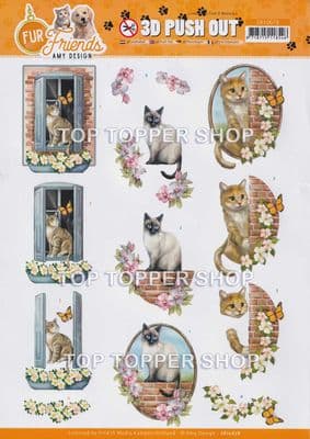 Cats on the wall Die Cut Decoupage Sheet Fur Friends Amy Design Push Out SB10678