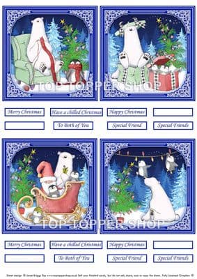 Chilled out Christmas - Christmas Toppers for Card Making 290gsm TTSTOPX10