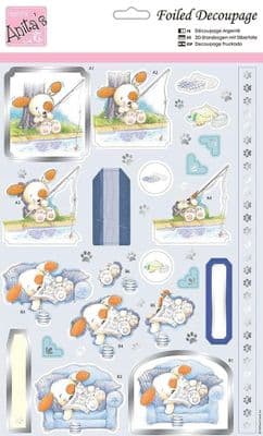 Chilled Out Pup - Anita's Foiled Die Cut Decoupage Sheet 169793