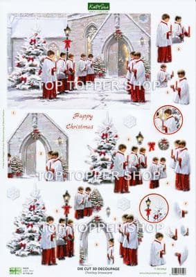 Choirboy Snowscene A4 Die Cut Christmas Decoupage Sheet - Katy Sue Designs