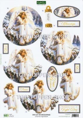 Christmas Angel Bauble  A4 Die Cut Christmas Decoupage Sheet - Katy Sue Designs