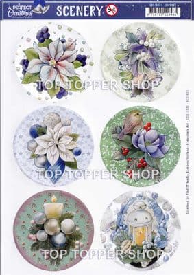 Christmas Candle Round  A4 Die Cut Card Toppers Jeanine's Art Push Out CDS10121