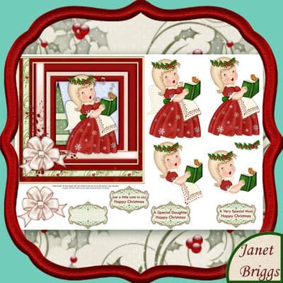 CHRISTMAS CAROL SINGING ANGEL Decoupage printed sheet 357